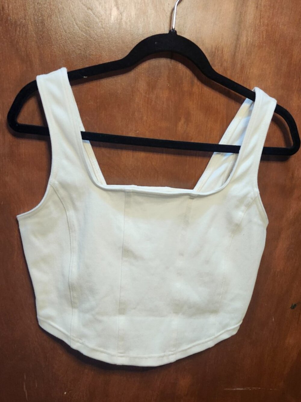 Crop Top Rae Mode It's All About the Balance Twill Square Neck Cream White Large